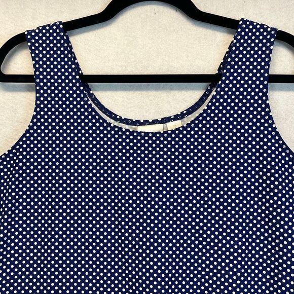CHICO'S Tank Top Women's Size 2 Blue White Sleeveless Polka Dot Scoop Layering - Picture 2 of 13